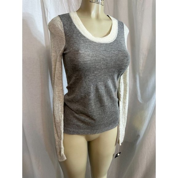 Banana Republic Gray Beige Elbow Patch Sweater Alpaca Wool Blend Size XS #1402 - Picture 5 of 13